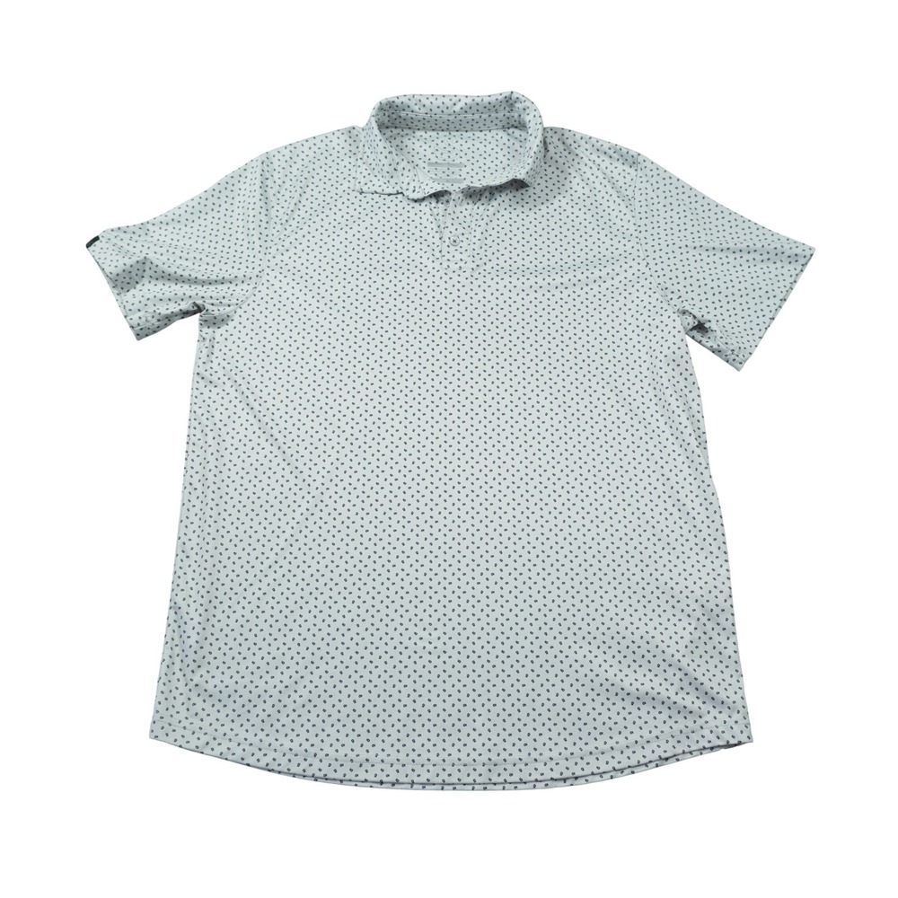 Swannies Golf Mens XL Performance Casual Polo Shirt White Blue Mini Floral Print